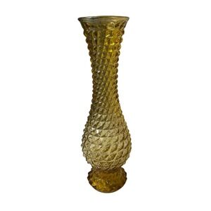 Vintage Rossini Italy Amber Art Glass Vase 12" Diamond Optic Italian Handmade